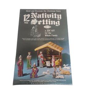 12Pc Vintage Nativity Setting Mod& Decorate Kit. New